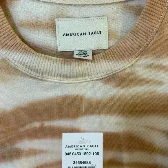 NWT American Eagle Soft Tie Dye Crewneck Pullover White Pink Sweater Size Small - Picture 2 of 4